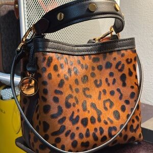 Leopard Print Crossbody Bag with Black Accents